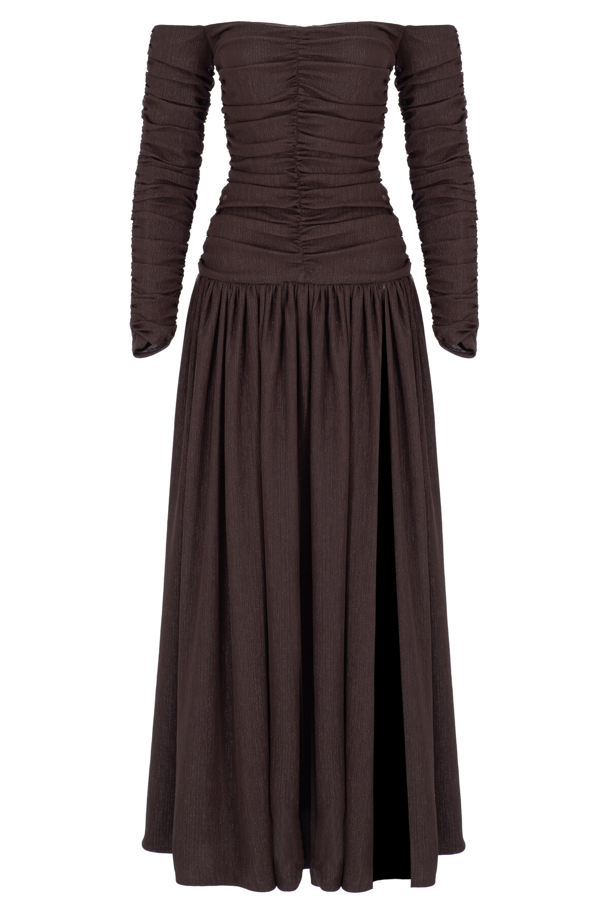 HELENE Rutched Detailed High Slit Dress