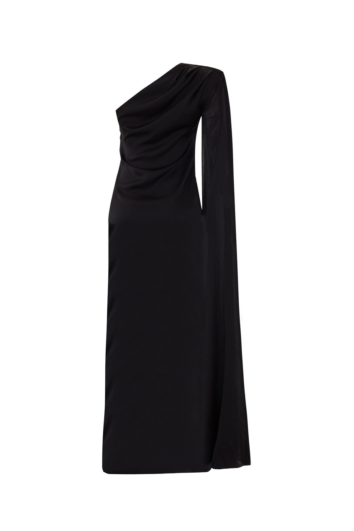 One Shoulder Asymmetric Drape Detailed Maxi Dress