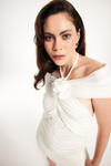 AMANDA Büzgü Detaylı Mini Beyaz Elbise