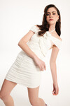 AMANDA Büzgü Detaylı Mini Beyaz Elbise
