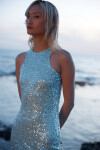 ELLE Halter Neck Detailed Ice Sequin Maxi Dress