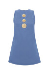 Spring Çicek Detaylı Indigo Mini Elbise