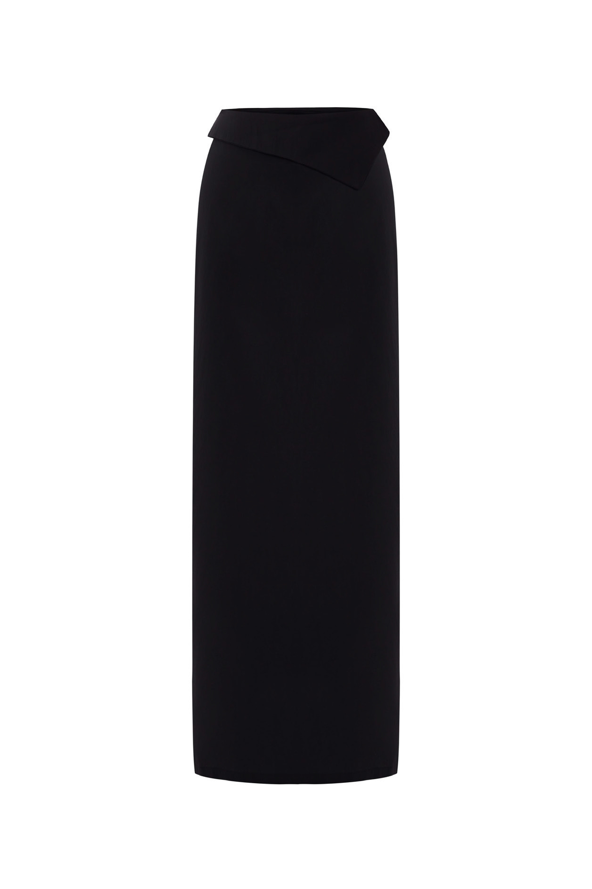 Black Maxi Skirt with Asymmetric Belt Detail