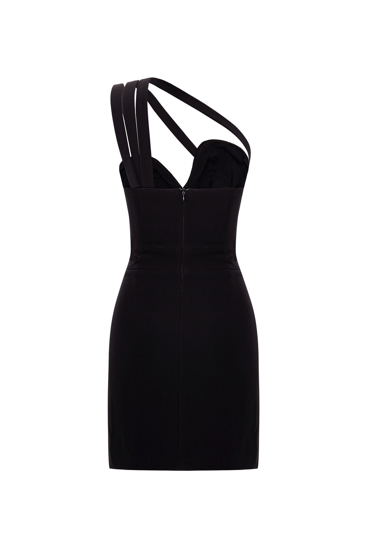 Black Mini Dress with Asymmetric Strap Detail