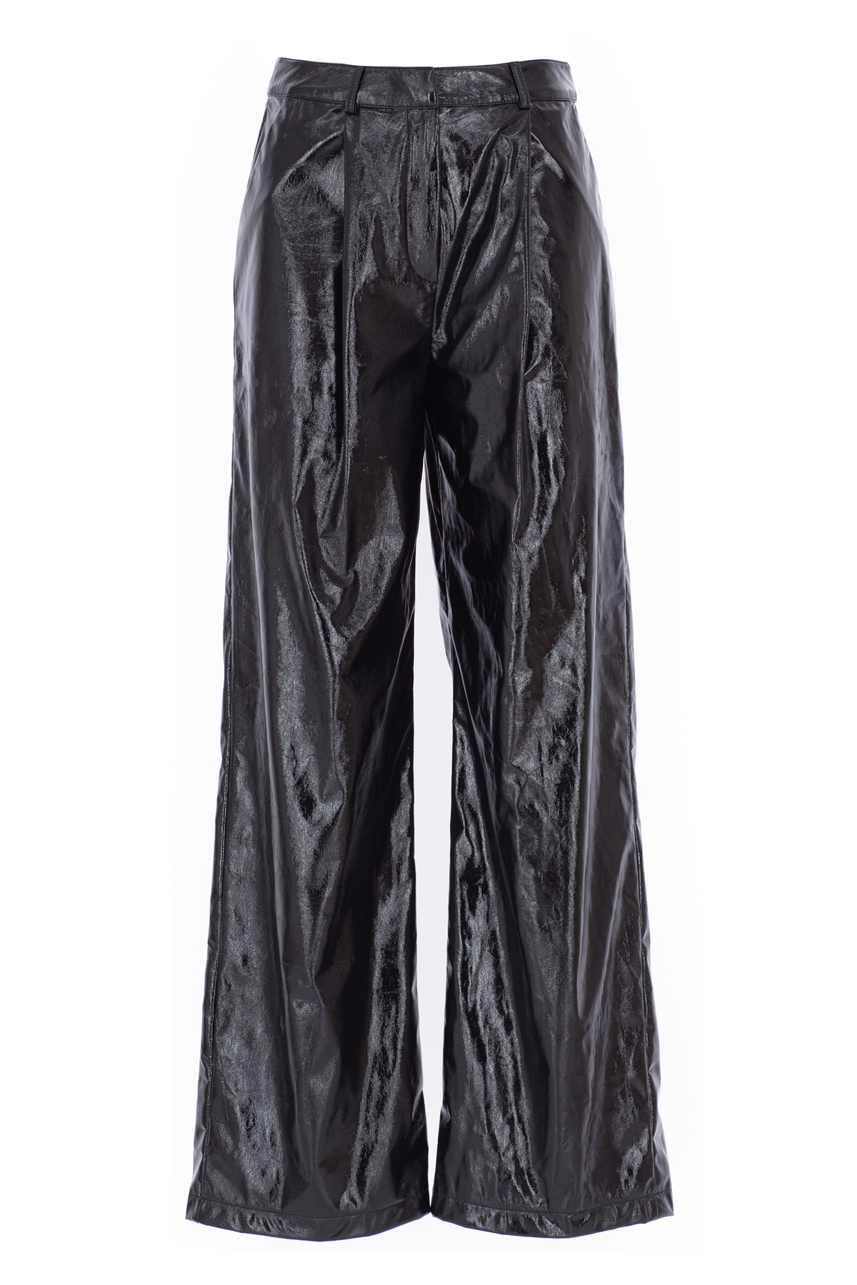 JOAN Leather Pants with Pleated Detail