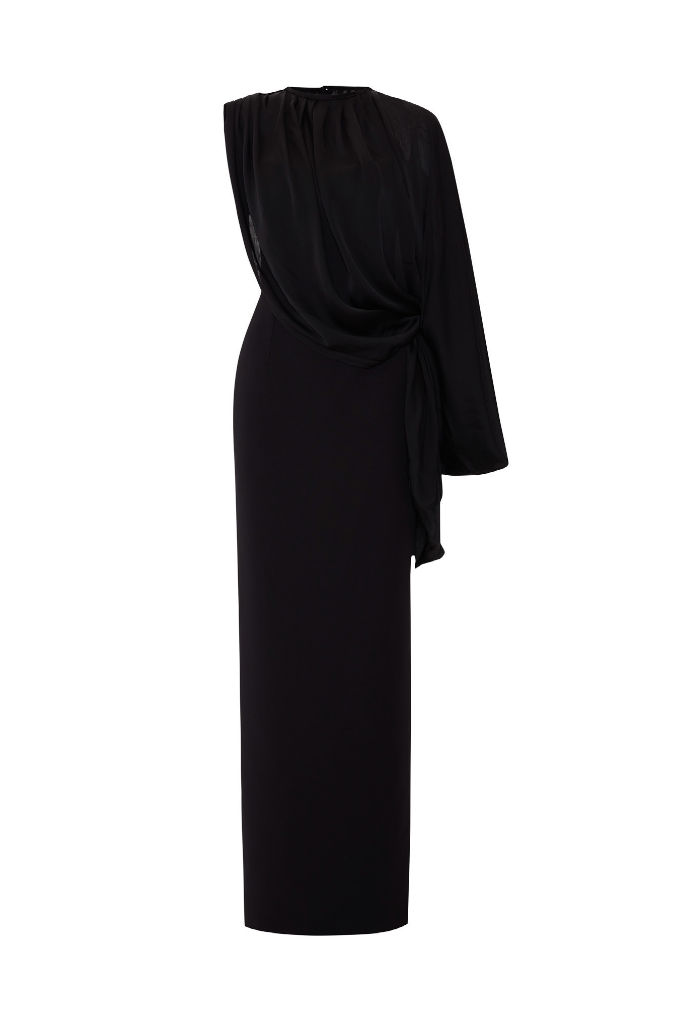 One Shoulder Cape Detailed Maxi Dress