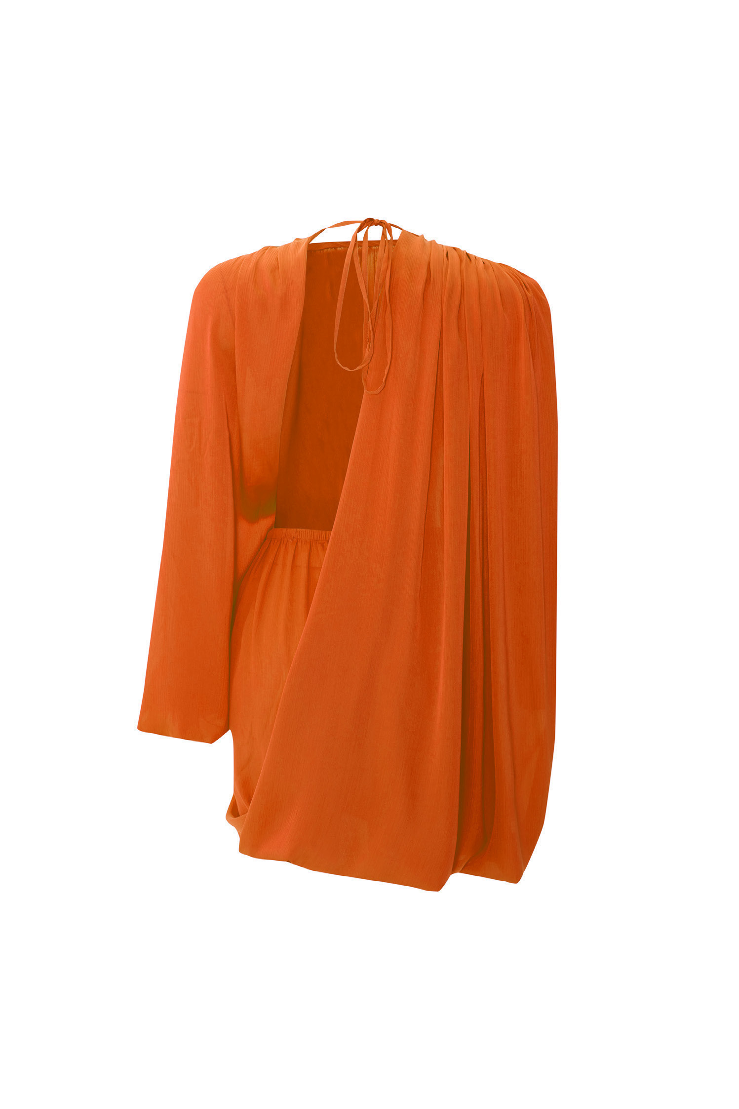 DRAPE One Shoulder Cape Detailed Orange Mini Dress