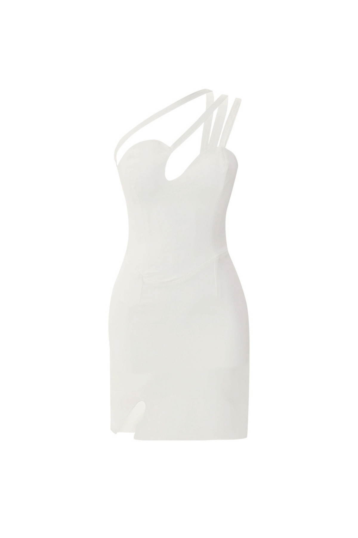 White Mini Dress with Asymmetric Strap Detail