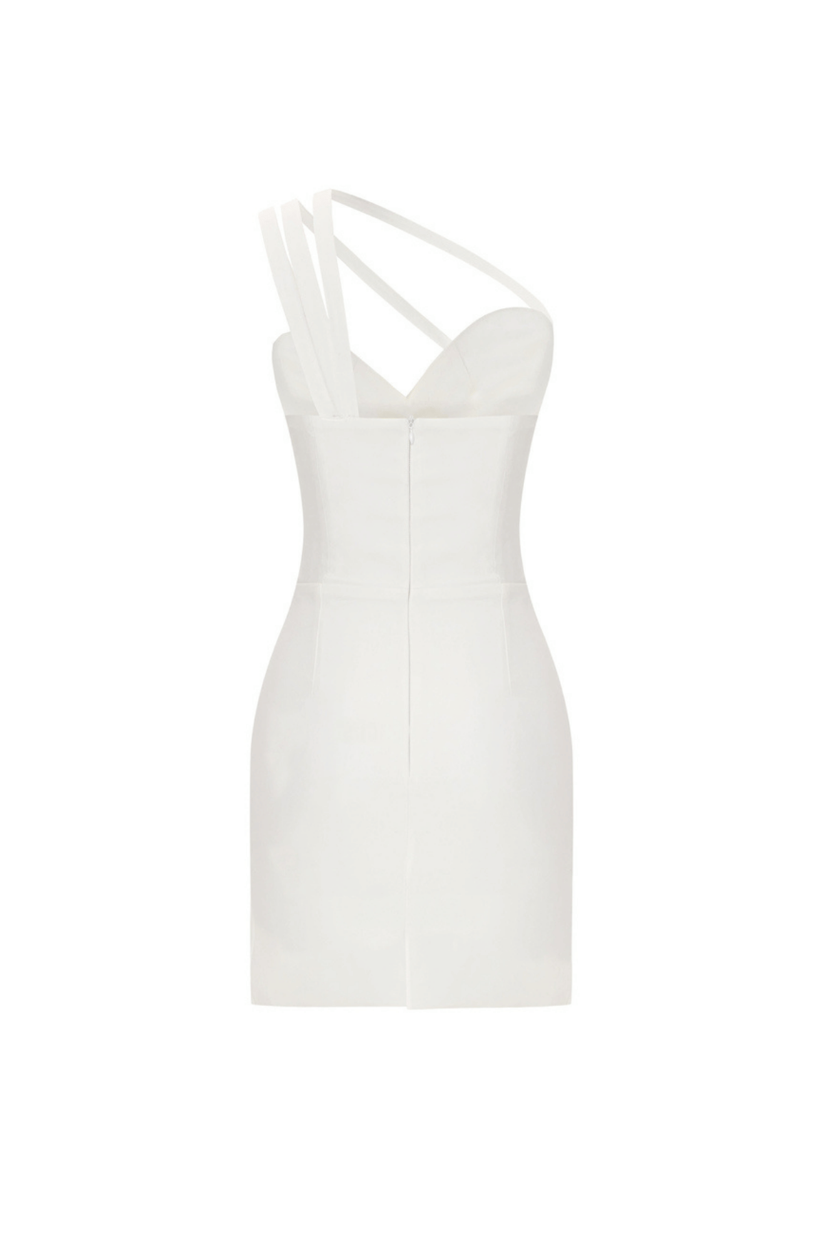 White Mini Dress with Asymmetric Strap Detail