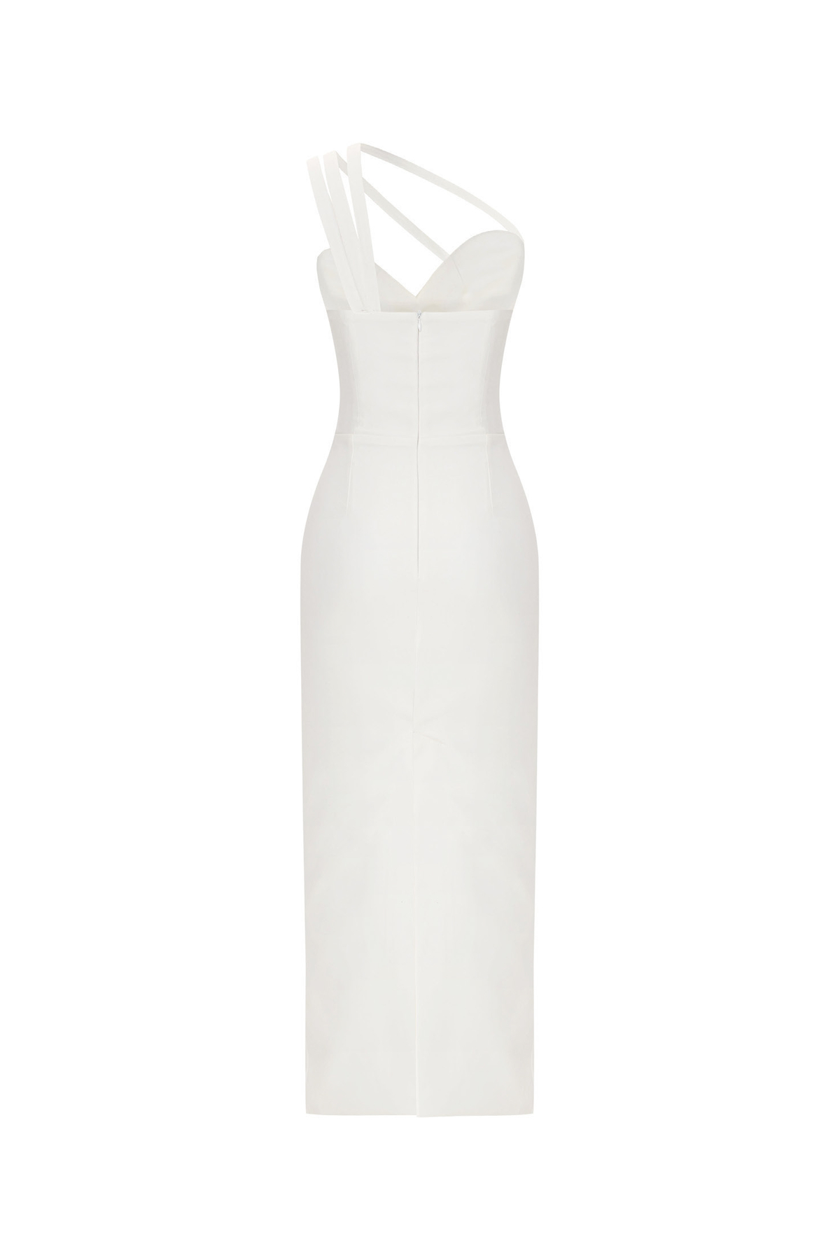 White Midi Dress with Asymmetric Strap Detail